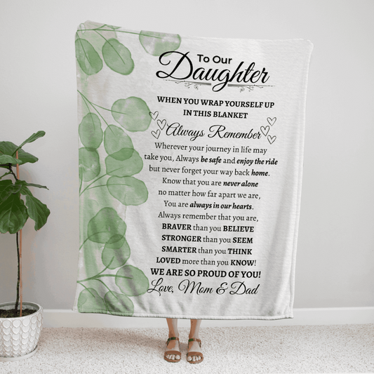 Daughter Watercolor Leaves Blanket