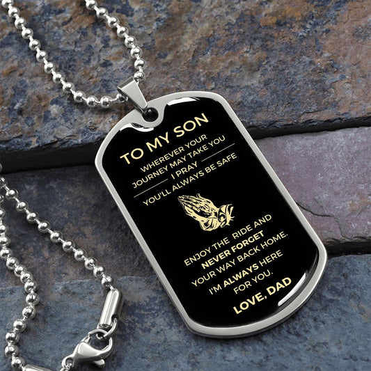 To My Son | I Pray B&G | Dog Tag & Chain