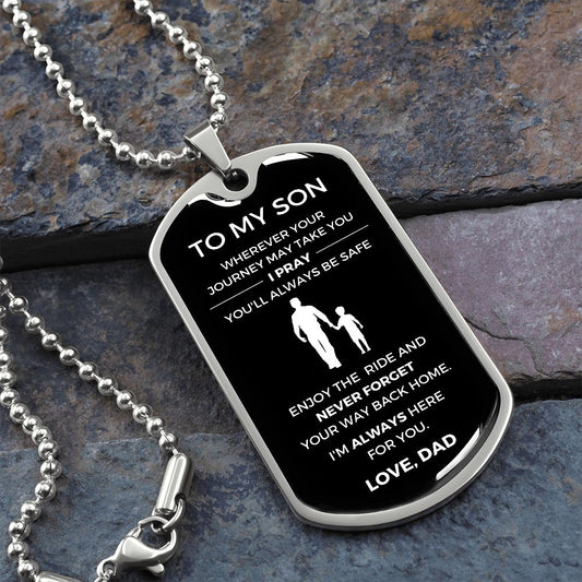 To My Son | Father & Son B&W | Dog Tag & Chain