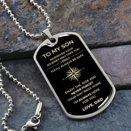To My Son | Compass B&G | Dog Tag & Chain