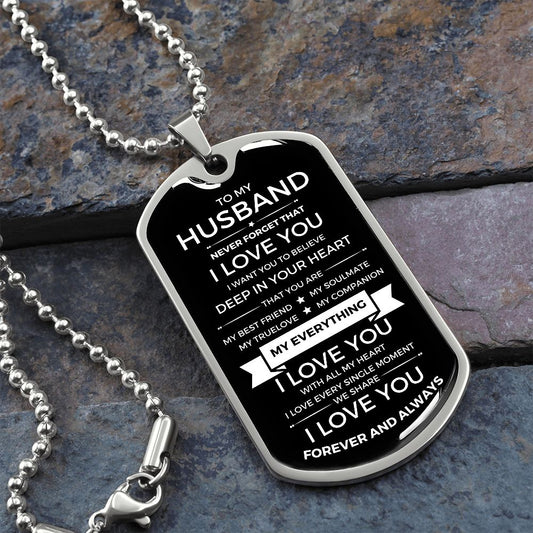 To My Husband | You Are My Everything | Dog Tag with Chain (Custom Engraving Optional)