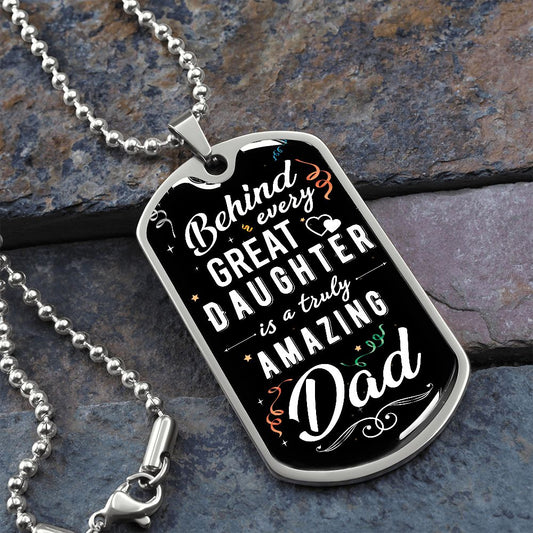 Truly Amazing Dad | Dog Tag with Chain (Custom Engraving Optional)
