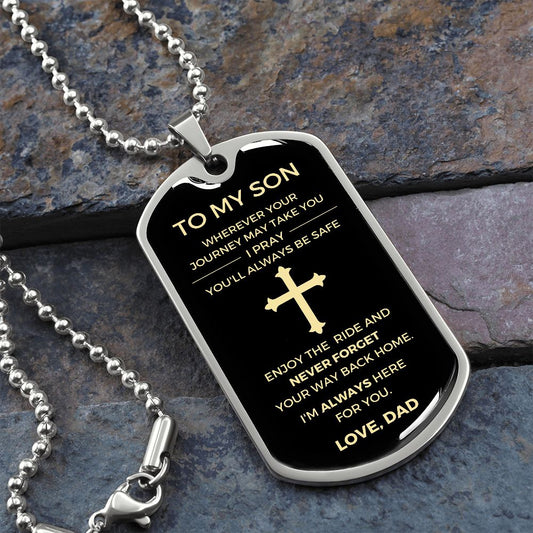 To My Son | Cross B&G | Dog Tag & Chain