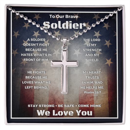To Our Brave Soldier | The Lord is my Strength Cross Necklace