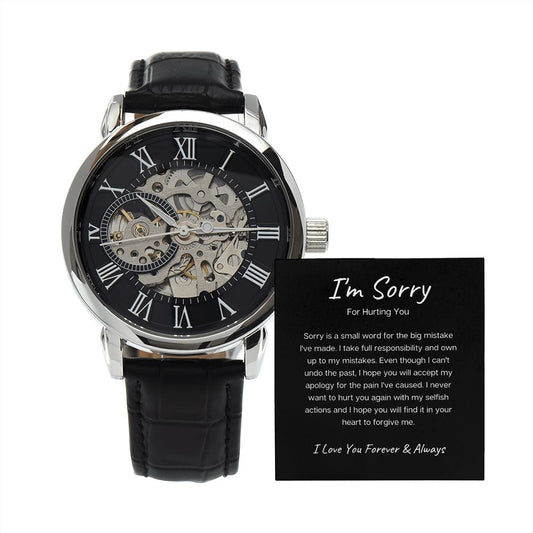 I'm Sorry For Hurting You | Black | Men's Openwork Watch