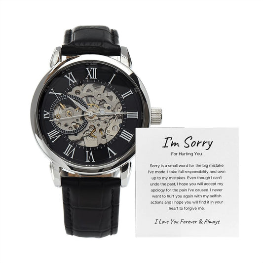 I'm Sorry For Hurting You | White | Men's Openwork Watch
