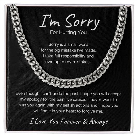 I'm Sorry For Hurting You | Black | Cuban Link Chain