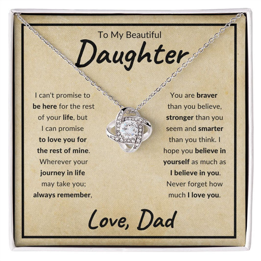 To My Daughter | You are Braver | Love Knot Necklace