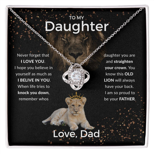 To My Daughter | Lion Daughter with Crown | Love Knot Necklace