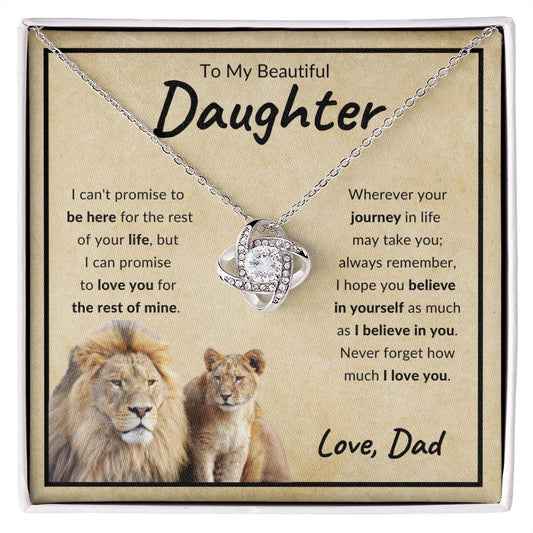 To My Beautiful Daughter | Believe in Yourself Lions | Love Knot Necklace