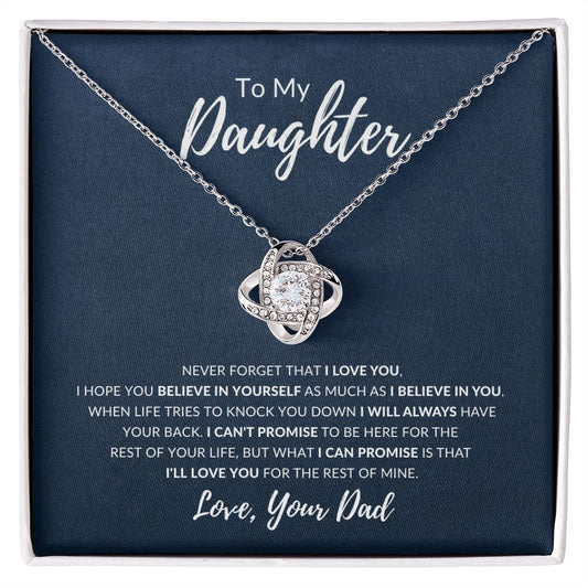 To My Daughter | Never Forget | Love Knot Necklace