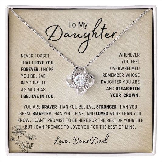 To My Daughter | I Believe In You | Love Knot Necklace