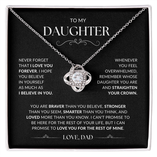 To My Daughter (Love, Dad)| I Love You Forever | Love Knot Necklace