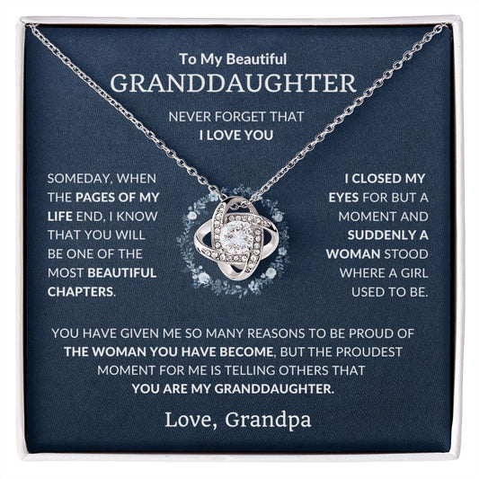 To My Beautiful Granddaughter | Never Forget That I Love You | Love Knot Necklace