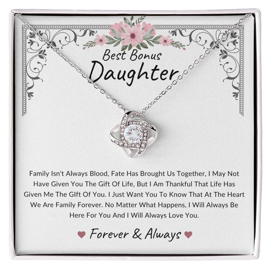 Best Bonus Daughter | Fate Has Brought Us Together | Love Knot Necklace