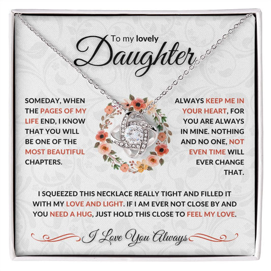 To My Lovely Daughter | Love & Light Coral | Love Knot Necklace