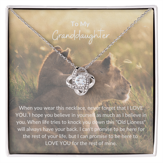 To My Granddaughter | This Old Lioness | Love Knot Necklace