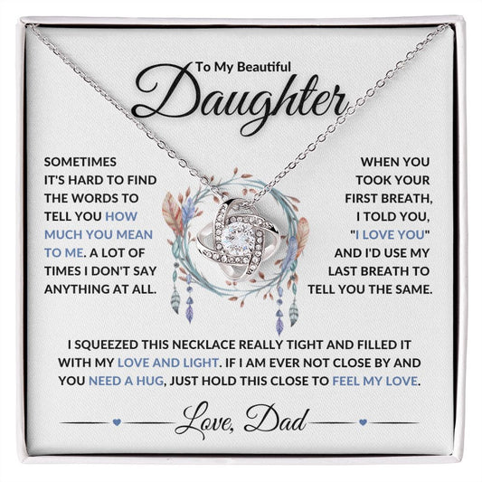 To my Beautiful Daughter | How Much You Mean To Me | Love Knot Necklace