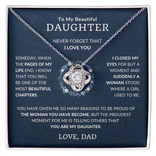 To My Beautiful Daughter | Never Forget That I Love You | Love Knot Necklace