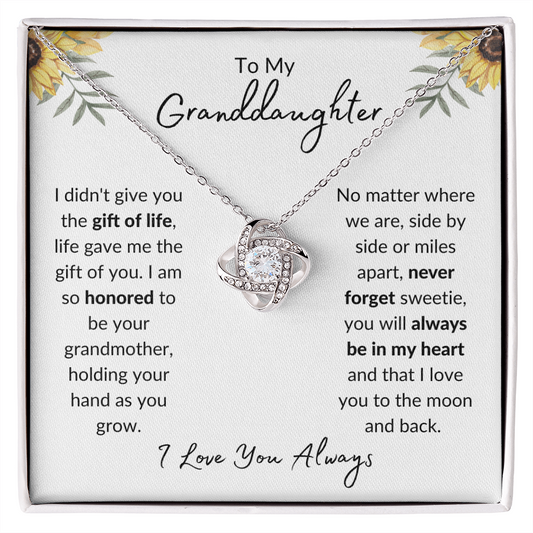 To My Granddaughter | I Am Honored | Love Knot Necklace