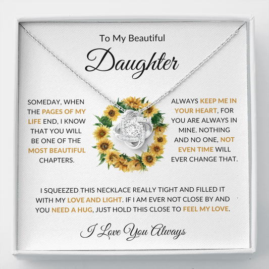 To My Beautiful Daughter | Love and Light Sunflower | Love Knot Necklace