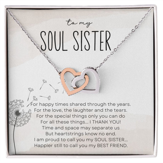 To My Soul Sister | My Best Friend | Interlocking Hearts Necklace