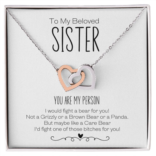 To My Beloved Sister | You Are My Person | Interlocking Hearts Necklace