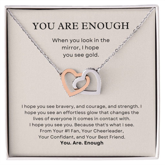 Best Friend | You Are Enough | Interlocking Hearts Necklace