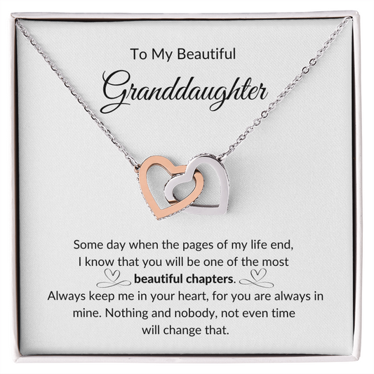 To My Beautiful Granddaughter | When The Pages of My Life End | Interlocking Hearts Necklace