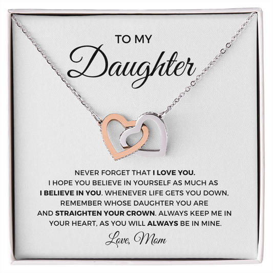 To My Daughter | Never Forget | Interlocking Hearts Necklace