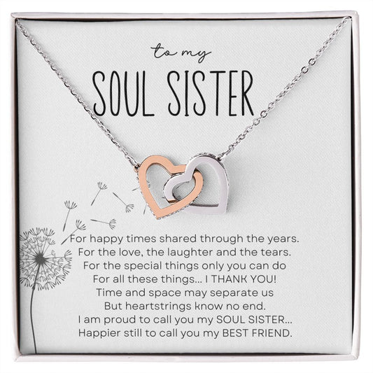 To My Soul Sister | Dandelion | Interlocking Hearts Necklace