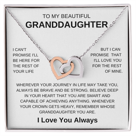 To My Beautiful Granddaughter | Wherever Your Journey | Interlocking Hearts Necklace