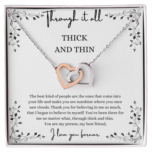Through it All Thick and Thin Interlocking Hearts Necklace