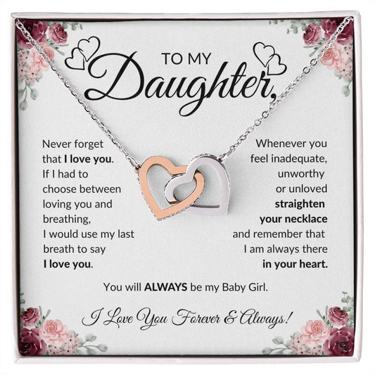 To My Daughter | Baby Girl | Interlocking Hearts Necklace