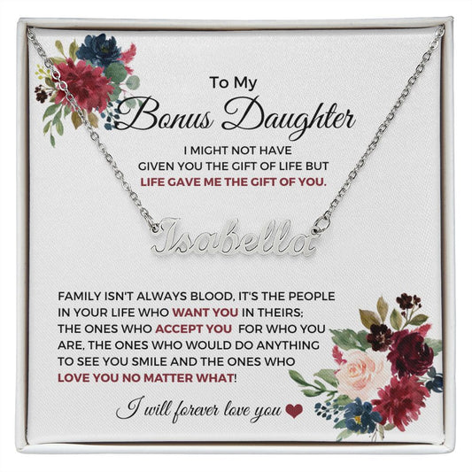 Bonus Daughter | Life Gave Me You | Personalized Name Necklace