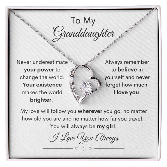 To My Granddaughter | My Love Will Follow You | Forever Love Necklace