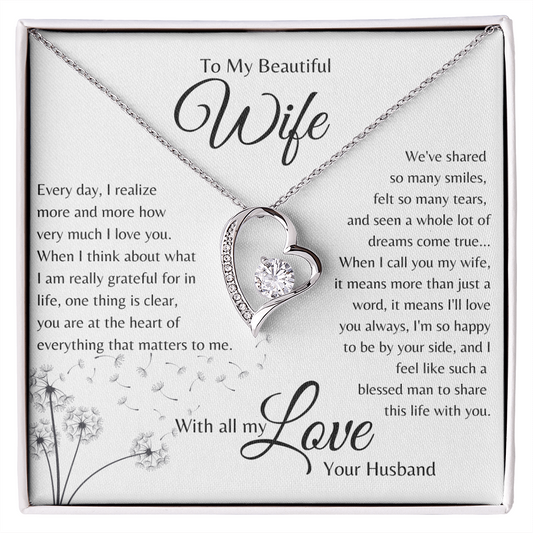 To My Beautiful Wife | You Are at the Heart of Everything | Forever Love Necklace