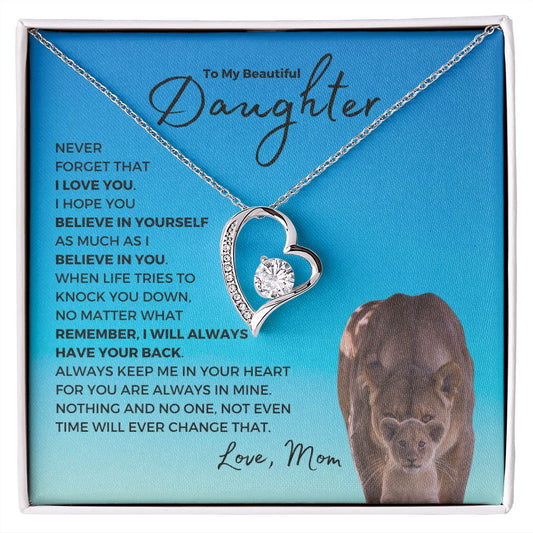 To My Beautiful Daughter | Lioness Blue Sky | Forever Love Necklace