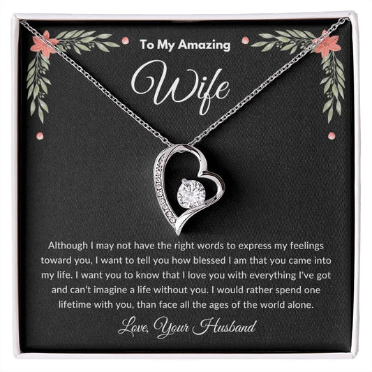 To My Amazing Wife | I Would Rather Spend One Lifetime | Forever Love Necklace