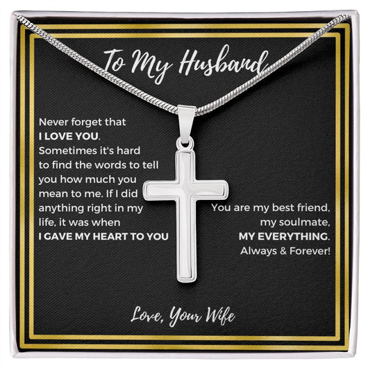To My Husband | Never Forget | Cross Necklace