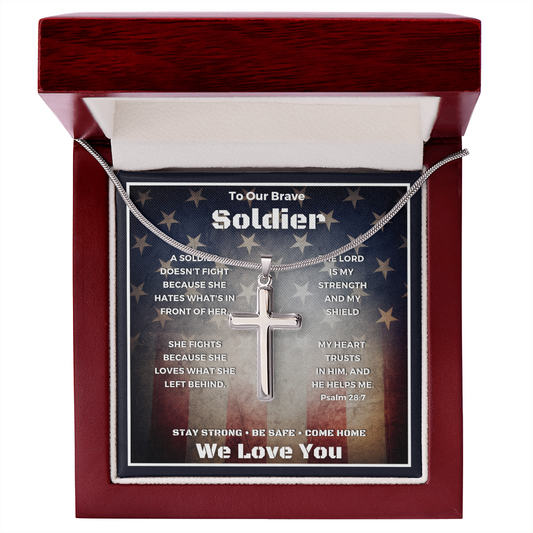 To Our Brave Soldier | The Lord Is My Strength Cross Necklace