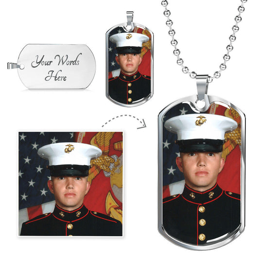 Personalized Photo Dog Tag Necklace | Upload Your Picture | Engraving Option