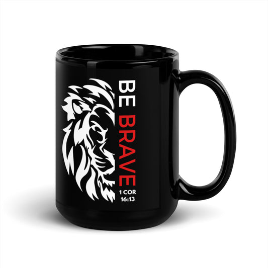 Be Brave Lion | Black Glossy Mug