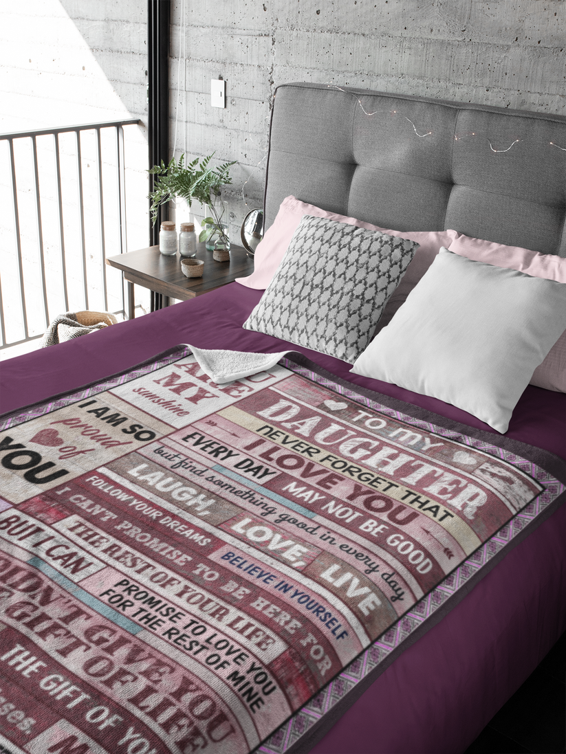 Cozy Floral Love MOM Blanket - 130*150cm White