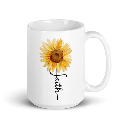 Sunflower Faith | White Glossy Mug