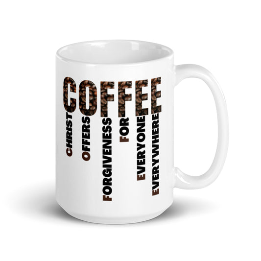 COFFEE | CHRIST OFFERS FORGIVENESS FOR EVERYONE | White Mug